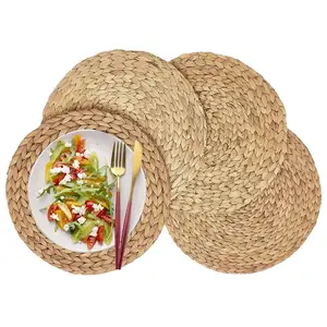 Wholesale Water Hyacinth Woven Grass Placemats Wedding Party Dinner Dining Table Mats Sets Hand Woven Under Plate Charger