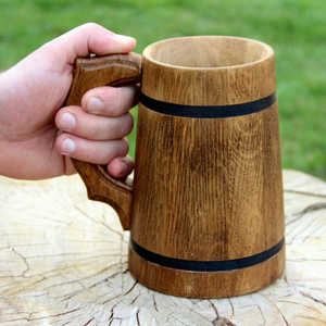 Hand Carved Wooden Mug Engraved Tree Design Polished Brown Handle <b>Cup</b> for Gift and Home Decor - Product Image 1