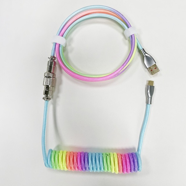 Factory Supply Soft Paracord Mechanical Keyboard Colorful Aviator USB C Coiled Keyboard Cable