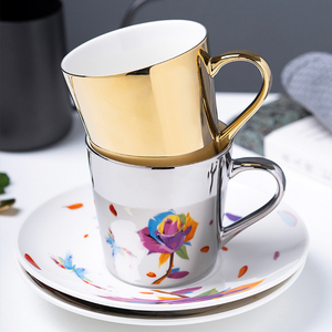 Animal Design Mirror Cup Nordic Gold silver Espresso Cup <span class=keywords><strong>tazza</strong></span> e piattino in ceramica di lusso - Product Image 4