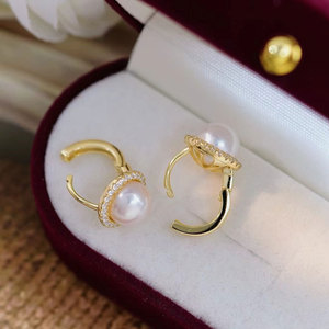 อุปกรณ์ทำเครื่องประดับเงินแท้ S925 สำหรับไข่มุก DIY ลูกปัดกลมขนาด 8-9 มม. รุ่น 22144 ตัวเรือนเปล่าสำหรับต่างหูแฟชั่นเงินแท้ พร้อมลูกปัดขนาด 8-9 มม. รุ่น 22144 - Product Image 2