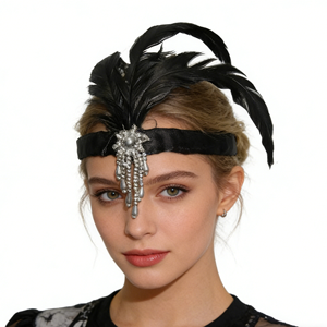 Party Carnival Halloween Accessories Glitter <strong>Hippies</strong> Feather the Great Gatsby <strong>Headband</strong> MPA-0111 - Product Image 1