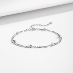 S925 Silver Minimalist Chain <b>Bracelet</b> Round crystal rhinestone Claw setting With <b>Ball</b> Beads Everyday Wear Unisex Jewelry - Product Image 5