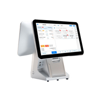Terminal POS de 15 pulgadas para pedidos de restaurantes POS de pantalla táctil Windows/Android todo en uno con pantalla dual
