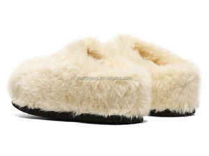 Chaussures d'hiver chaudes, bout rond, luxe, unisexe, homme, sabot de neige, sabot chaud, fourrure grise, pantoufles en peau de mouton, femme, sabot en fourrure grise - Product Image 5