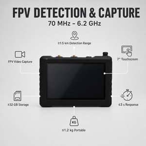 Rilevatore Portatile di Droni FPV, Dispositivo di Acquisizione Video Full Band con Touch Screen, Rilevamento UAV 500MHz-6.2GHz, Controllo Remoto, Impermeabile - Product Image 2