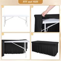 Nappe plissée en spandex noir de haute qualité pour décorations de mariage, de fête et de banquet