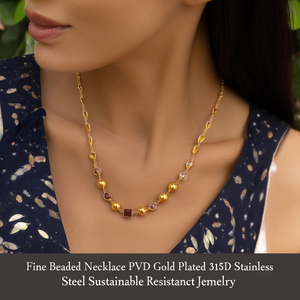 สร้อยคอประดับลูกปัดละเอียด ชุบทอง PVD ผลิตจากสแตนเลสสตีล 316L ทนทาน เป็นมิตรต่อสิ่งแวดล้อม - Product Image 3