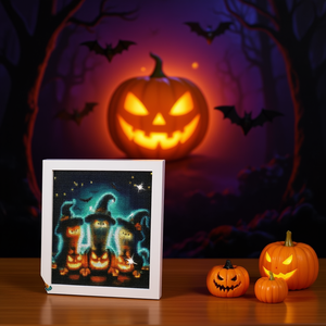 D0100XUUAR7 Peinture Diamant 5D Halloween Artisanat Artistique 11,8 x 11,8 Pouces Carré Décoration Murale DIY en Strass Thème Chat Noir Citrouille - Product Image 2