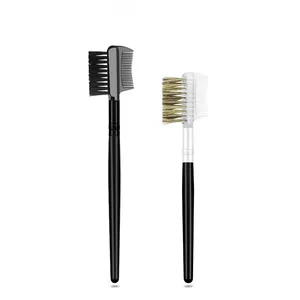 Nylon Hair Eyelash Comb Angled Brush Black Classic Style Professional Waterproof Makeup Eyebrow Brush