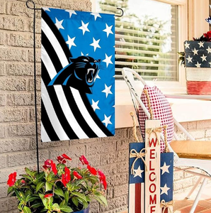 Bandera de Jardín Personalizada de los <span class=keywords><strong>Carolina</strong></span> Panthers con Diseño de la Bandera Americana, Impresa por Ambos Lados en Poliéster - Product Image 5