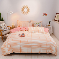 Set de literie en coton brossés, taille unique, 100%, housse de couette imprimée rose, 3 pièces