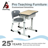 Ensemble de chaise et bureau d'étudiant individuel moderne réglable en hauteur, plateau MDF 600x400mm, cadre blanc, mobilier scolaire pour enfants