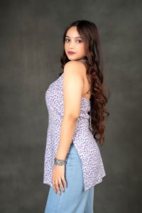 Vestido Étnico Avni Lilac Petal con Cuello en V, Corte Holgado, Secado Rápido, Sin Arrugas, Sin Mangas, para Mujer, Verano, Festivo, Casual, para Fiestas - Product Image 4