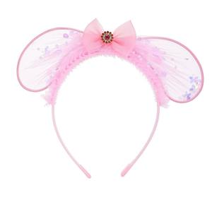 طوق شعر على شكل أذني أرنب بتصميم الأميرات مع ترتر لامع من اللؤلؤ ثلاثي الأبعاد طوق شعر للأطفال ربطة رأس للأطفال من الإناث - Product Image 5