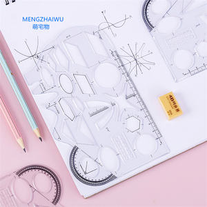 Peru Perlengkapan Sekolah Alat Tulis Grosir Multifungsi Fungsi Geometris Plotting Plastik Penggaris Jahit - Product Image 2