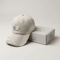 Casquette de baseball vintage déchirée et usée avec logo personnalisé en métal, en coton délavé, bords effilochés, non structurée, à visière incurvée, pour le sport