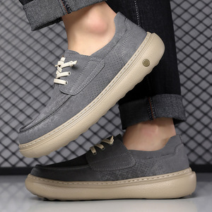 Men's Summer Canvas Breathable Lace-up Casual Shoes Round Toe <b>EVA</b> Sole Solid Color - Product Image 3