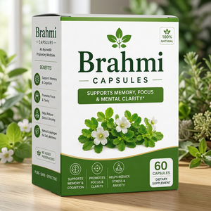 Cápsulas Naturveda Wellness Brahmi 60 Vegetarianas a Base de Hierbas para la Memoria y el Sueño, Apoyo al Crecimiento del Cabello, Uso en Adultos - Product Image 1