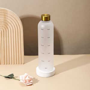 Motivational chai nước trắng đen Gradient 1L nhựa chai nước leakproof thể thao uống chai với thời gian đánh dấu - Product Image 4