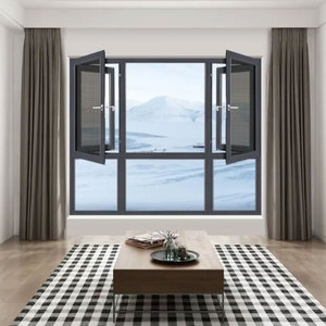 Fenêtre coulissante française, balcon, fenêtres coulissantes de style français, <span class=keywords><strong>baie</strong></span> coulissante en aluminium avec verre Low-e pour entrée de salle de bain - Product Image 2