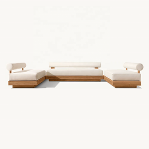 Muebles de jardín de patio hechos <span class=keywords><strong>a</strong></span> mano de teca Indonesia para exteriores sasánida <span class=keywords><strong>Bondi</strong></span> sofá modular seccional en U de teca sólida - Product Image 2