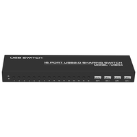 FJ-U1604 FJGEAR Commutateur USB manuel 16 ports (16 entrées, 4 sorties) – Boîtier de partage USB 2.0 pour 16 ordinateurs partageant 4 périphériques USB
