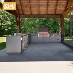 Meubles de cuisine extérieurs BALOM modernes et luxueux, en acier inoxydable 304, étanches, avec barbecue intégré pour villa, patio et jardin - Product Image 3