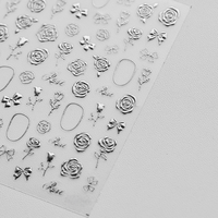 Usine En Gros Feuille D'or 3D Style Japonais Ongles Autocollants Rétro Conception Française Roses En Plastique 2D Art pour La Beauté Des Ongles Chaud Gratuit