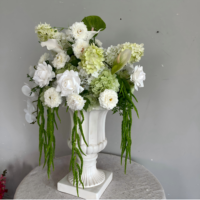T-FT008 Ventes Flash Boule de fleurs artificielle en soie verte et blanche de 50 cm pour centre de table de mariage