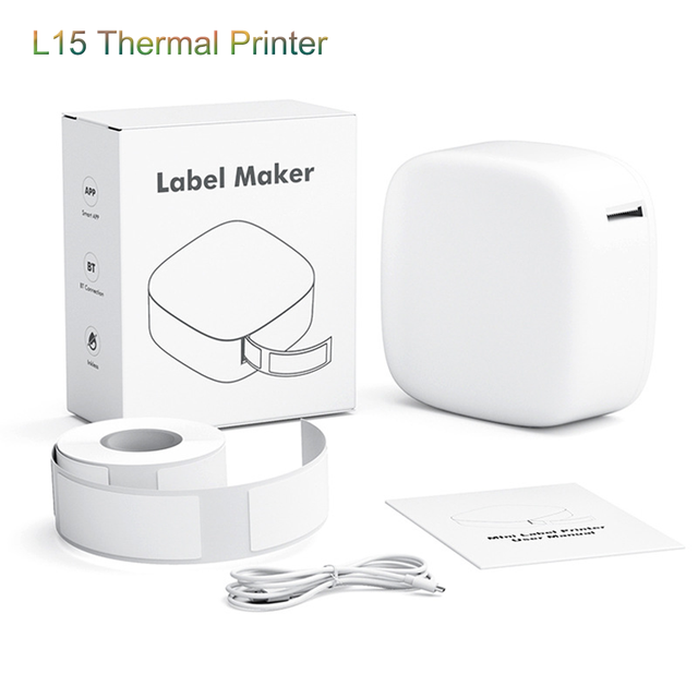 Inkless Portable Mini L15 Label Printer Wireless USB Thermal Printer Connect Phone Printing Label Maker