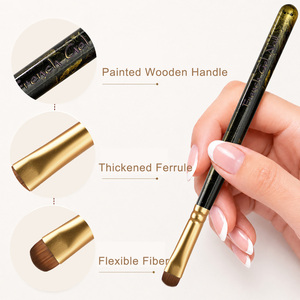 Pinceau à ongles en nylon épais avec manche en bois, pinceau large ovale pour la pose de gel et la peinture des pointes françaises pour la manucure - Product Image 5