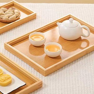 Bamboo Wood Serving <b>Tray</b> Rectangular <b>Large</b> Size Restaurant Use Tea Set Hotel Tableware Camping Outdoor Durable Natural Pattern - Product Image 2