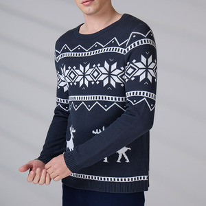 Custom LOGO OEM Christmas Sweater Jacquard Pattern <b>Jumper</b> Long Sleeve Knitwear Winter Knitted Ugly Christmas Sweater Men - Product Image 4