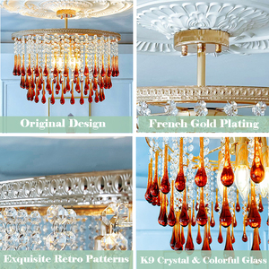 Lustre suspendu <span class=keywords><strong>en</strong></span> <span class=keywords><strong>verre</strong></span> goutte d'eau avec corps <span class=keywords><strong>en</strong></span> fer et base E14, style vintage français, <span class=keywords><strong>en</strong></span> cristal transparent, à LED, vente <span class=keywords><strong>en</strong></span> gros d'usine - Product Image 5