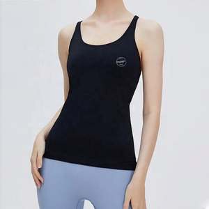 Camiseta sin Mangas Ajustada de Canalé para Mujer, Deportiva, para Gimnasio, con Espalda Cruzada, Estampado, Algodón, Elastano, Tejido de Punto, Camisetas sin Mangas Lisas de Canalé para Mujer - Product Image 6