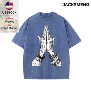 T-shirt Streetwear Oversize Délavé Rétro avec Imprimé Mains en Prière Tatouées, Stock USA, Vente en Gros, Y2K, <span class=keywords><strong>Homme</strong></span>, Hip Hop, Décontracté - Product Image 6