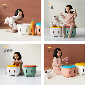 HeDouY <b>Plastic</b> Storage <b>Stool</b> Rectangle Toy Organizer Standing Type For Kids Home Use - Product Image 2