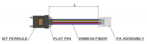 High Precision MT FA Short Patch Cord 8F 12F 24F Bare Ribbon Fiber