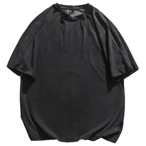 Men Fashion Loose Reverse Cut And Sew T Shirt 100% Cotton Oversized Tshirt Custom Washed Vintage T Shirt