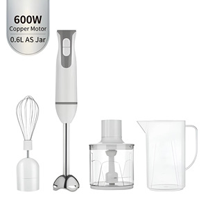 Batidora de <span class=keywords><strong>Mano</strong></span> 4 en 1, Vaso de 0.6L, 600W, Acero Inoxidable, Base Desmontable, Control de 2 Velocidades, para Preparación de Alimentos en la Cocina, OEM, ODM, CE, <span class=keywords><strong>CB</strong></span> - Product Image 1