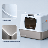 Bac à litière pour chat entièrement fermé en acier inoxydable, anti-éclaboussures, extra large, capacité de 65 L, désodorisant, durable, OEM personnalisé