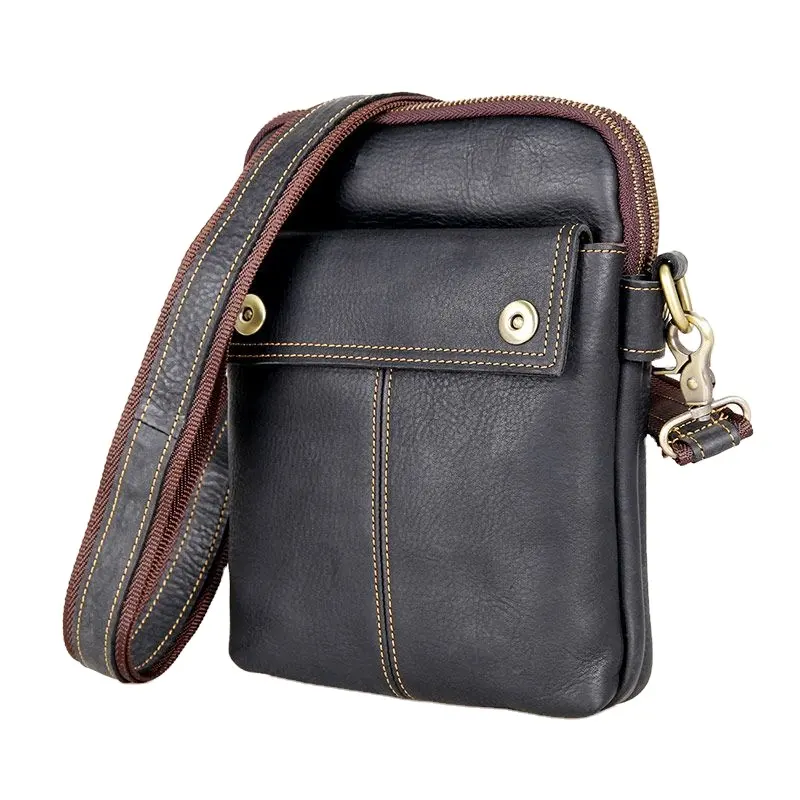 Hot Selling First Layer Cowhide Small Mini Men's Shoulder Bag Casual Fashion Men And Women Suitable Leather Messenger Bag