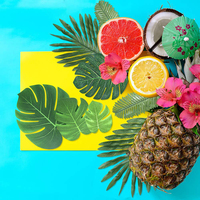 60 Buah/Set 6 Jenis Monstera Buatan Tropis Daun Palem Tanaman Faux Stem Pesta Hawaii Hutan Pantai Tema Dekorasi Meja
