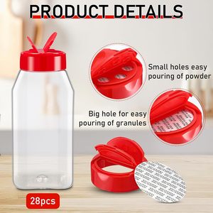 Dispensador de Sal y Pimienta Transparente de 300 ml (10 oz), Tarro de Especias de Plástico con Doble Boca para Cocinar a la Parrilla - Product Image 2