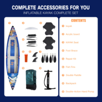 Kayak gonflable portable 410 cm, coque durable, pagaie, pompe, sac à dos, kit complet, kayak pour adultes