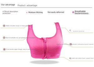 Wholesale Summer Running Fitness Sports <b>Bra</b> Front Zipper Women's Shockproof <b>Wire</b> Free Breathable Backless Bralette - Product Image 4