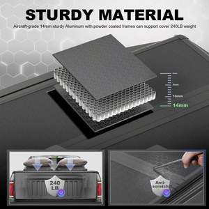 ฝาปิดกระบะท้ายรถบรรทุกแบบพับสามตอน อลูมิเนียมอัลลอยด์ แข็งแรงทนทาน ขนาด 5 ฟุต สำหรับรถกระบะโตโยต้า ทาโคมา ปี 2021-2025 แบบพับเก็บได้ ล็อคได้ กันน้ำ สำหรับรถขับเคลื่อน 4 ล้อ - Product Image 4