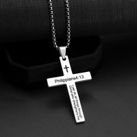 ARNAN Personnalisable pour le produit chrétien Collier croix en acier inoxydable avec pendentif de mode en or de la Bible