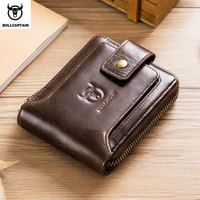 Dompet Pria Merek BULLCAPTAIN Dompet Kulit Asli Pria Dompet Rfid Tas Penyimpanan Multifungsi Dompet Koin Tas Kartu